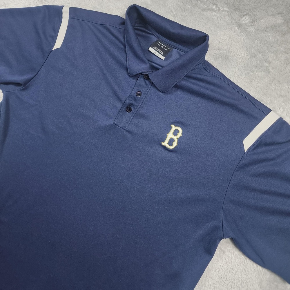 Boston Red Sox Shirt Mens Large Navy Blue Nike Golf Dri Fit Polo Short‎ Sleeve
